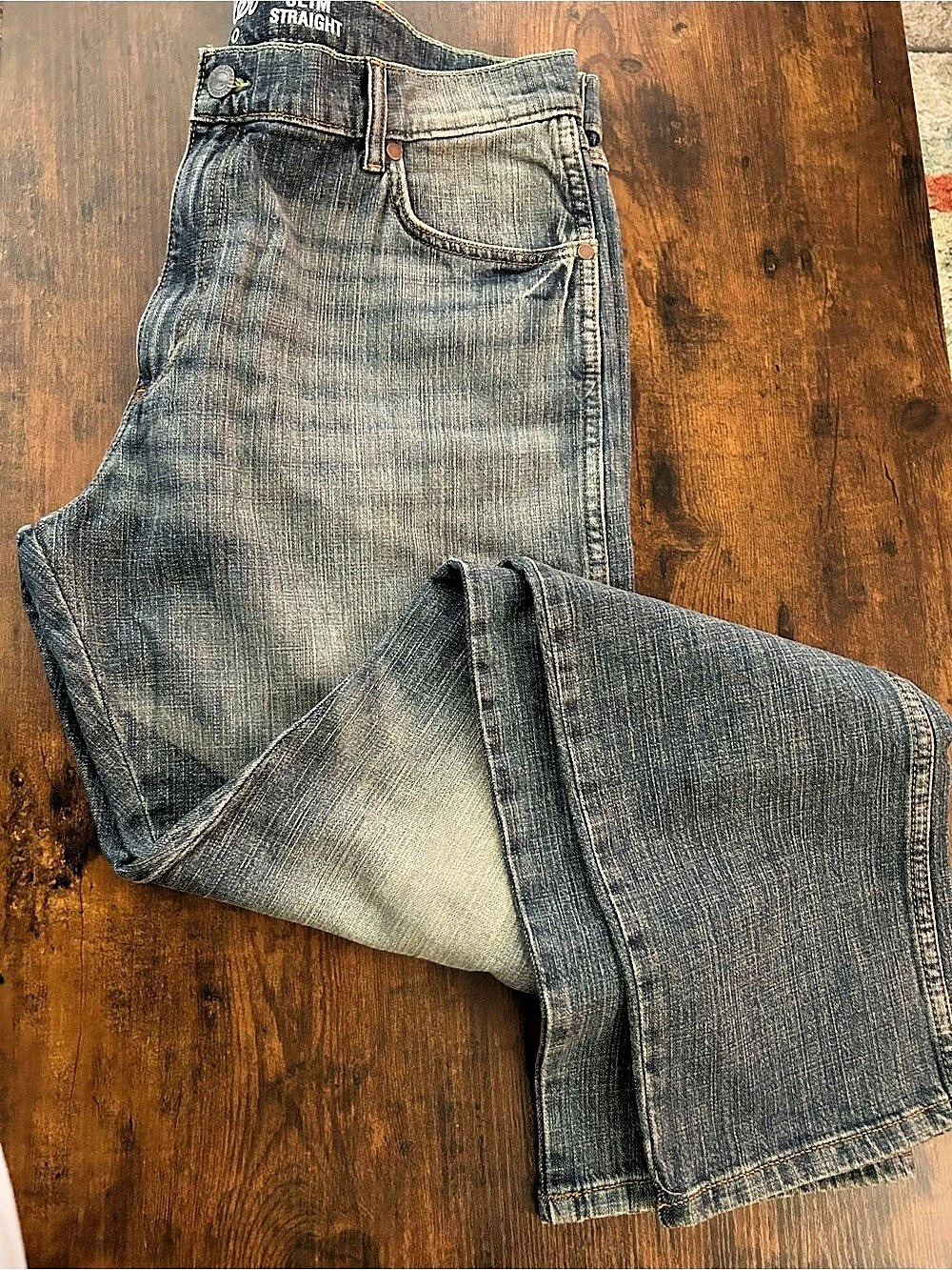 Wrangler Men Slim Straight Jeans Blue Waist 33 Length 34